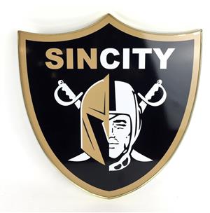 Sin City Sign Raider Golden Knight Plexi Sign Like New Maxpawn Las Vegas Nv